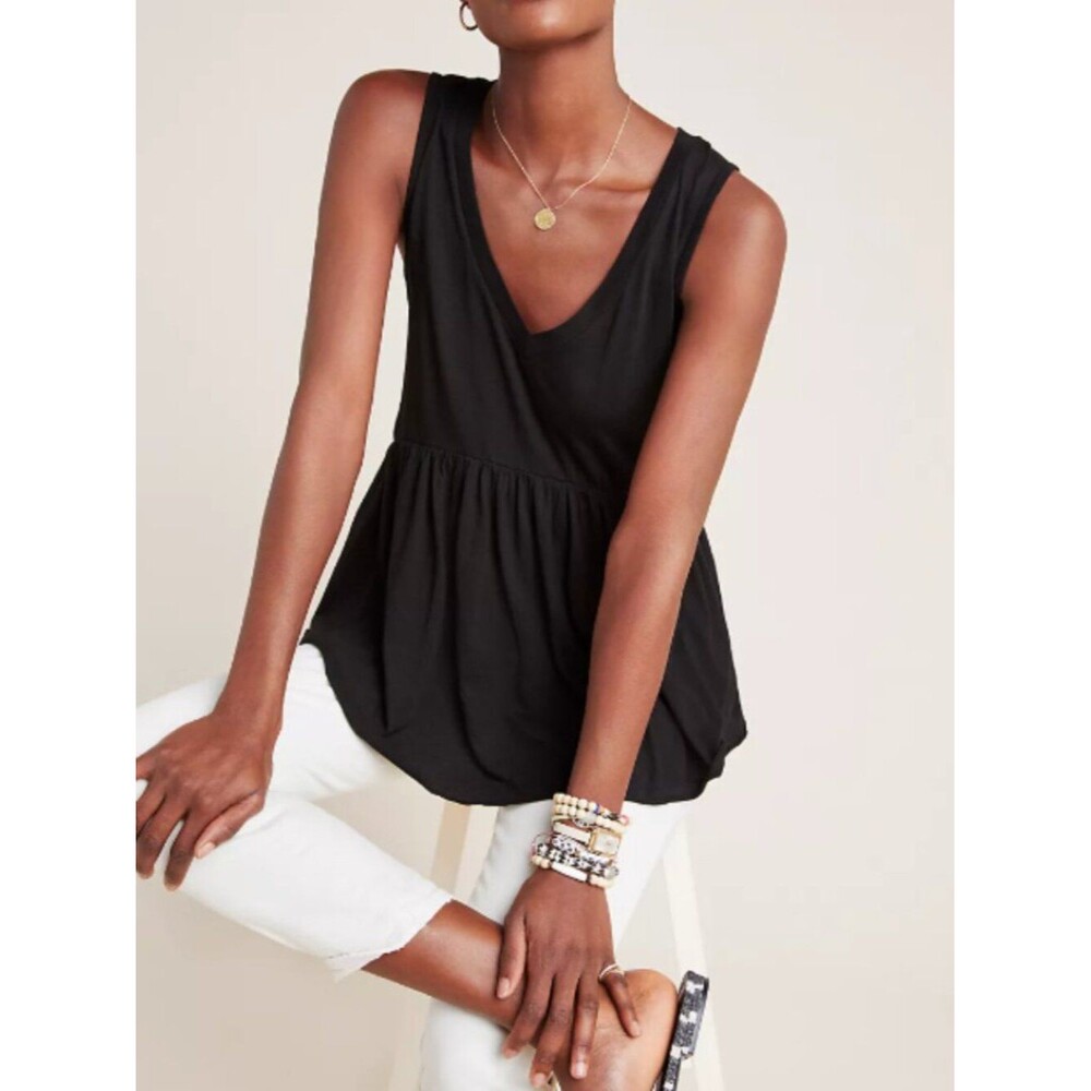 Anthropologie Black Womens Size X-Small/Small Hayley Babydoll Tank
